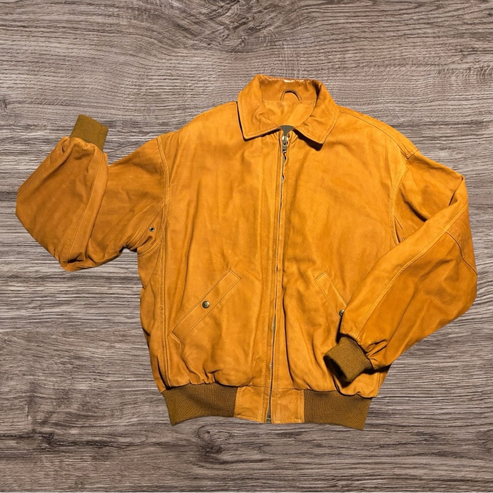 VNTG 90s Timberland Weathergear Leather Bomber Jacket